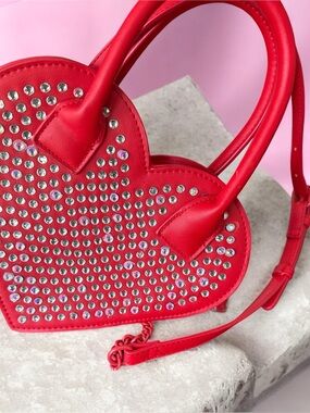 Red Heart Crystal-Embellished Women’s Handbag by Betsey Johnson